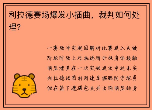 利拉德赛场爆发小插曲，裁判如何处理？